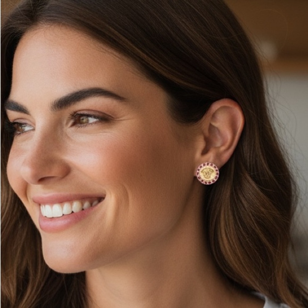 Versace Medusa Crystal-Embellished Stud Earrings - Picture 2 of 5